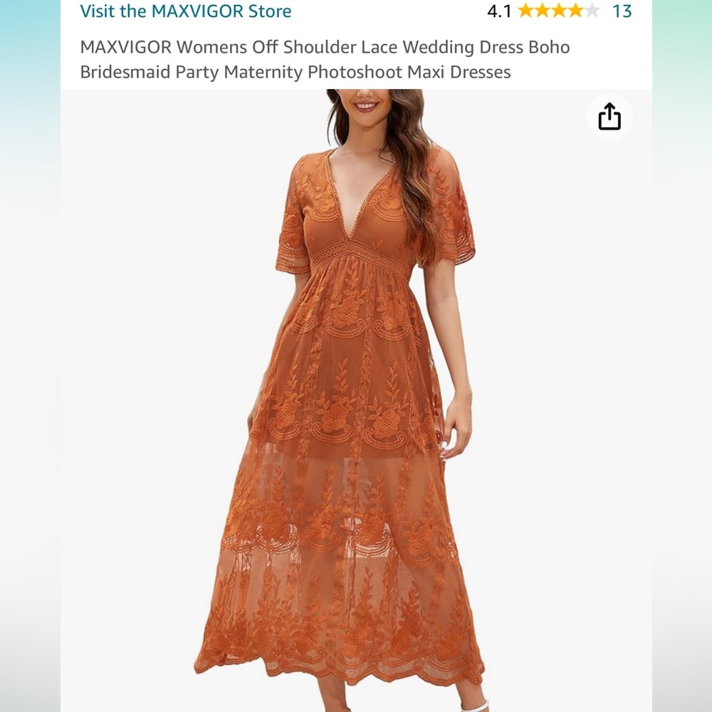 Terracotta Lace Bridesmaid Dress